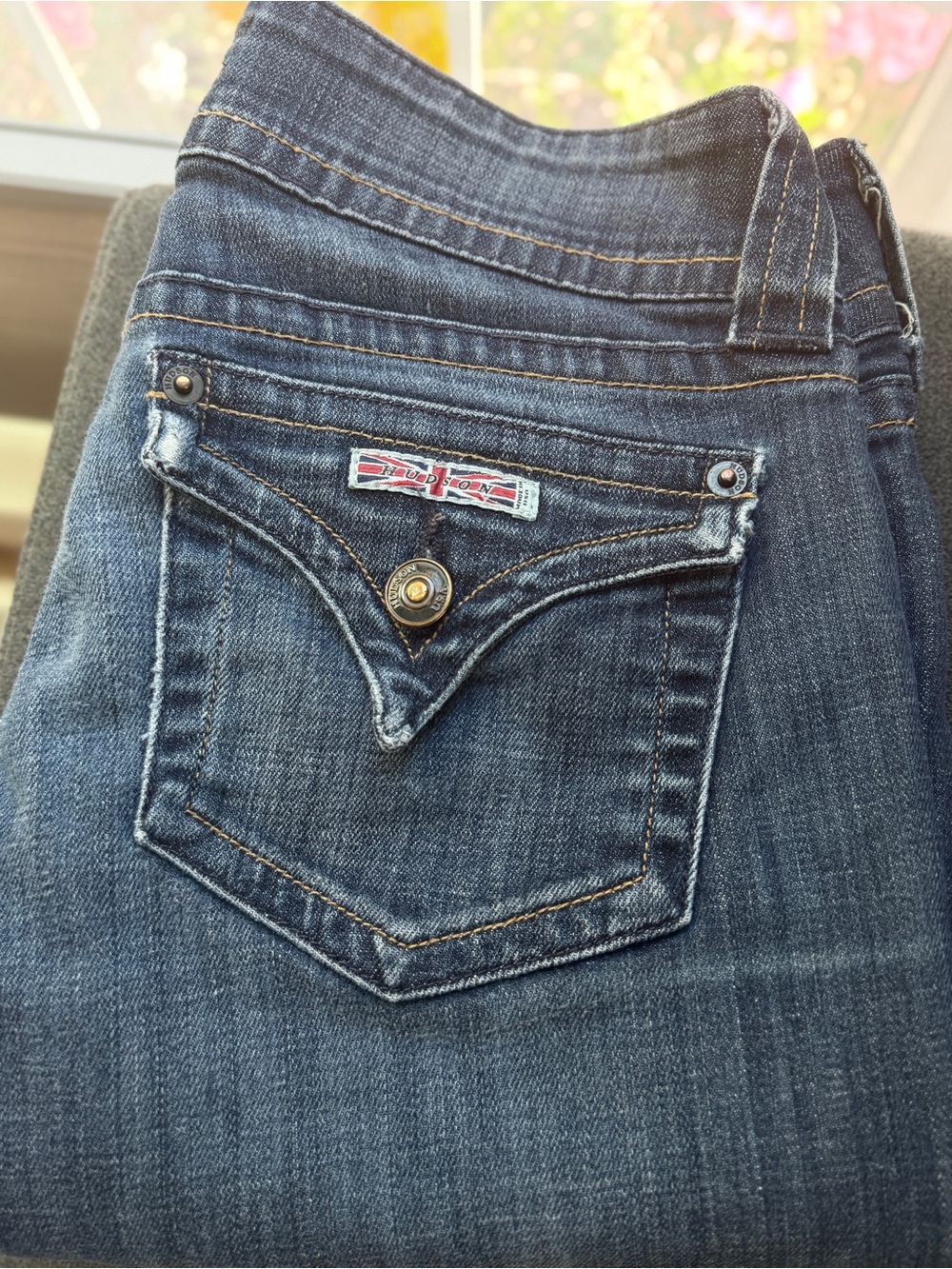 Hudson Vintage Low Rise Bootcut Jeans Size 27 Flap Pocket Stretch Denim Y2K